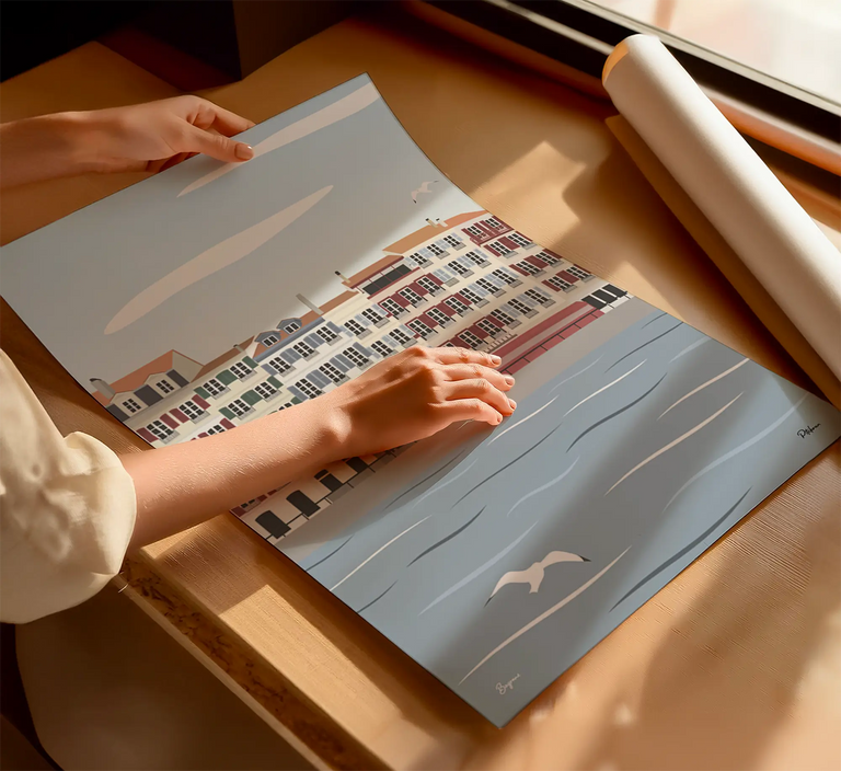 Affiche de Bayonne illustré dans l'esprit de mes autres posters Pays Basque