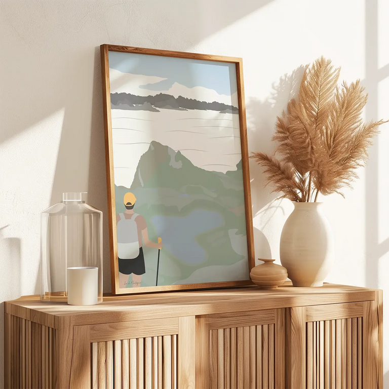 Affiche Lac du Montagnon dans un cadre en bois