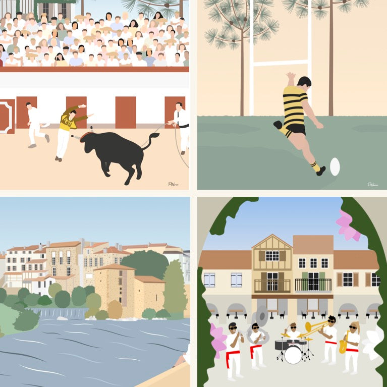 Composition d'affiches Les Landes intérieures - l'ambiance landaise authentique chez vous