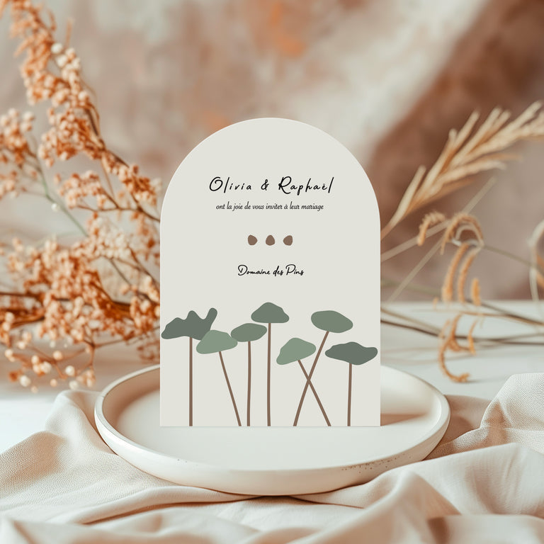 Faire part de mariage forêt en arche