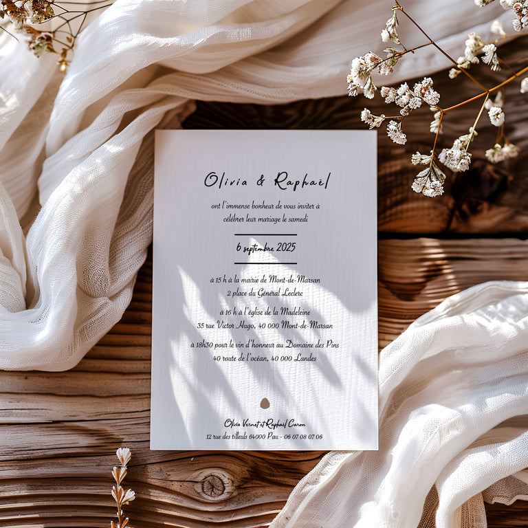 Verso Faire-part de mariage forêt