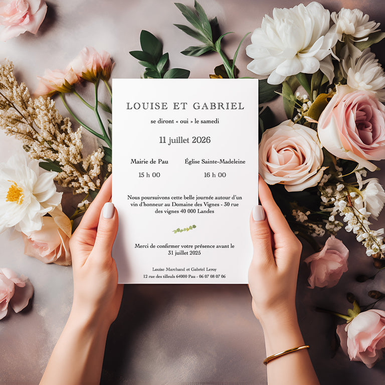 Verso faire part de mariage avec vignes