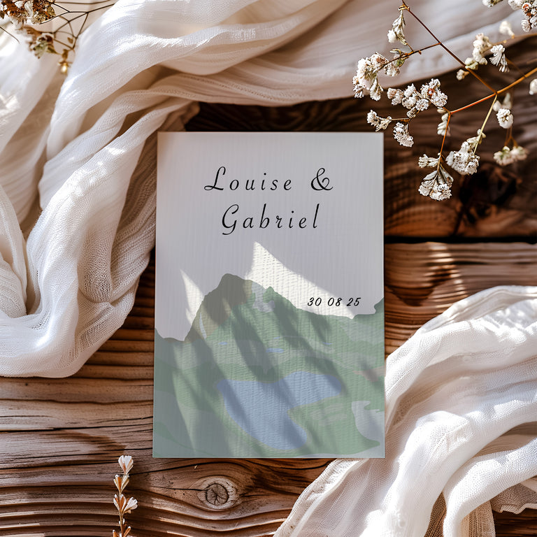Faire part de mariage avec des montagnes