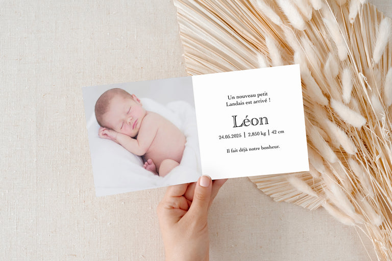 Faire part naissance carré avec écureuil