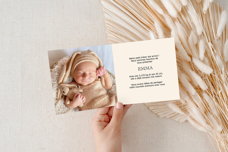 Faire part naissance avec pin et renard ouvert