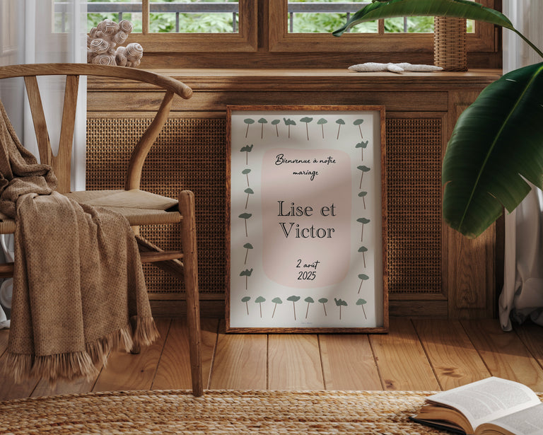Panneau de mariage avec pins sous forme d'affiche