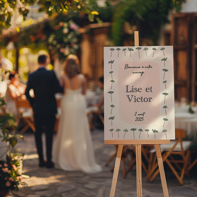 Panneau de mariage avec pins des Landes