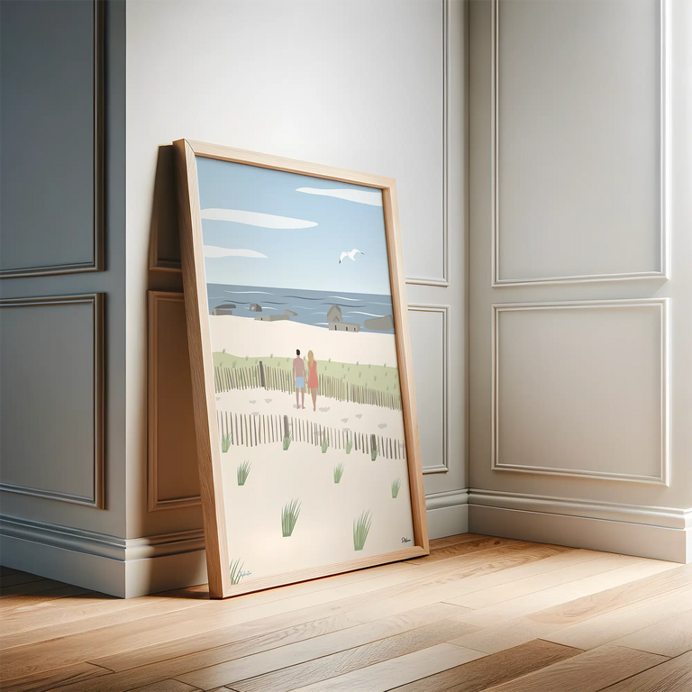 Poster Capbreton Santocha encadré et posé au sol