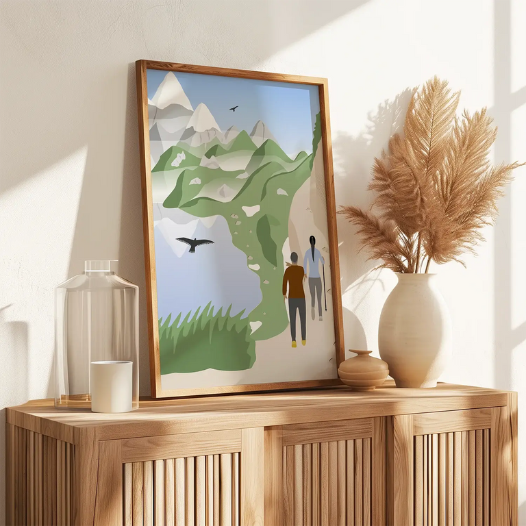 Affiche randonnée Pyrénées encadrée