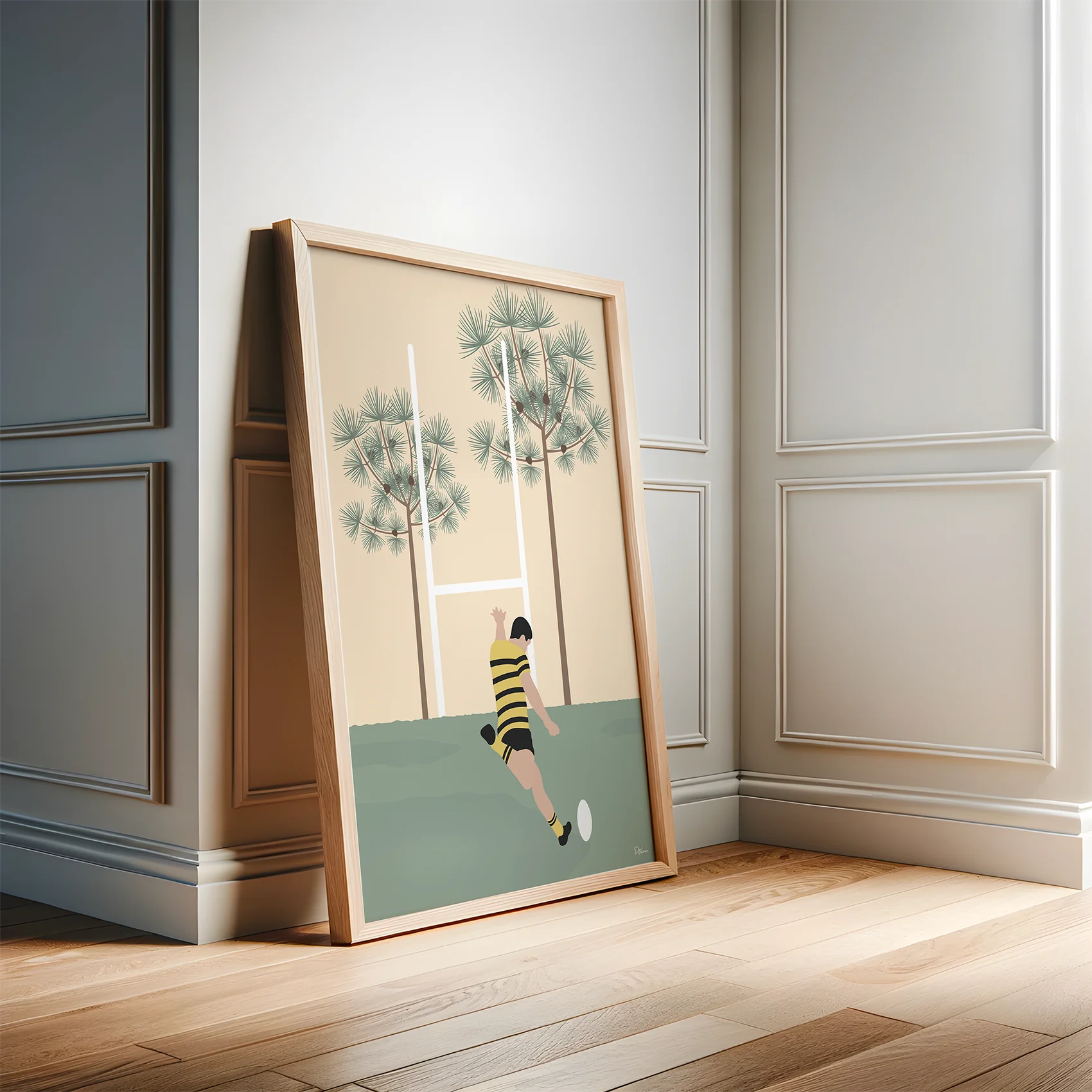 Affiche rugby Mont-de-Marsan dans un cadre en bois