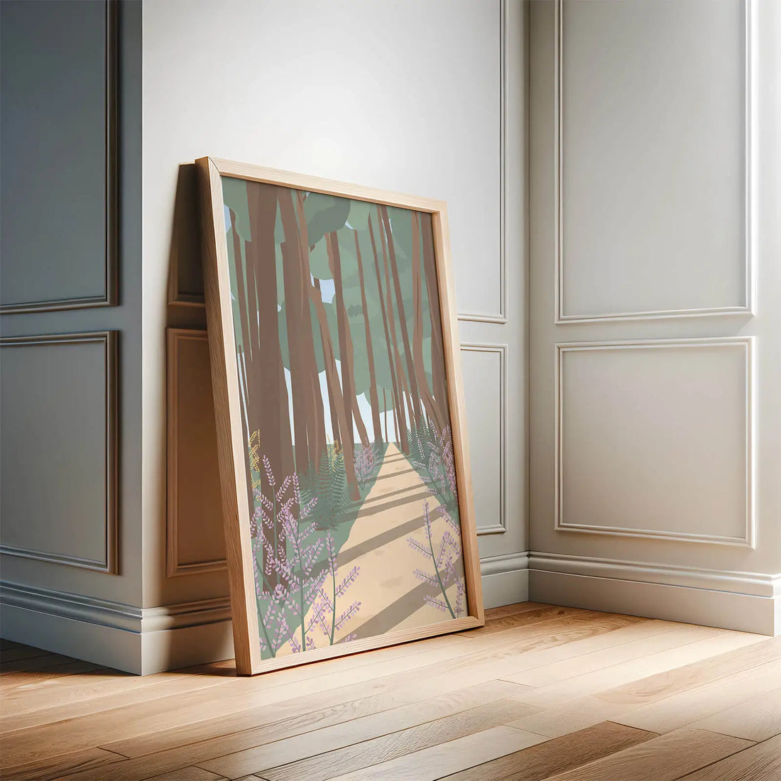 Idées déco murale Landes avec une affiche illustrée inspirée de la forêt landaise