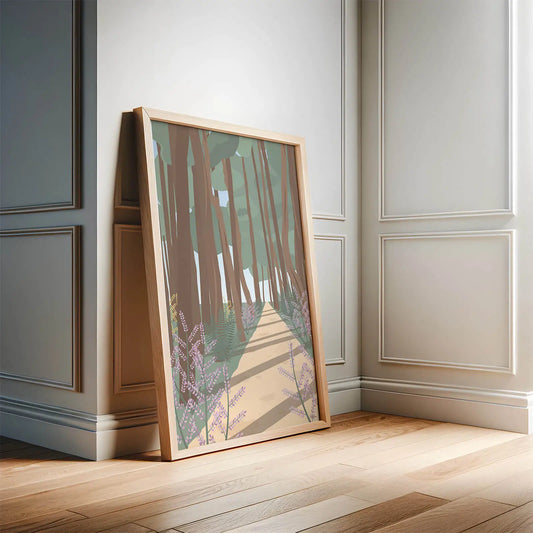 Idées déco murale Landes avec une affiche illustrée inspirée de la forêt landaise