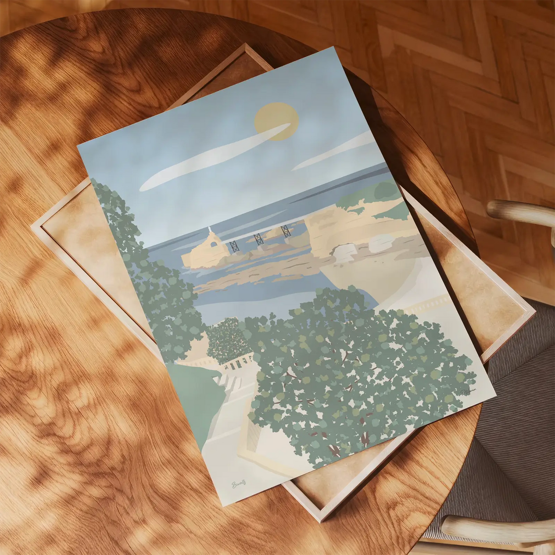 Affiche illustrée de Biarritz pour décoration murale