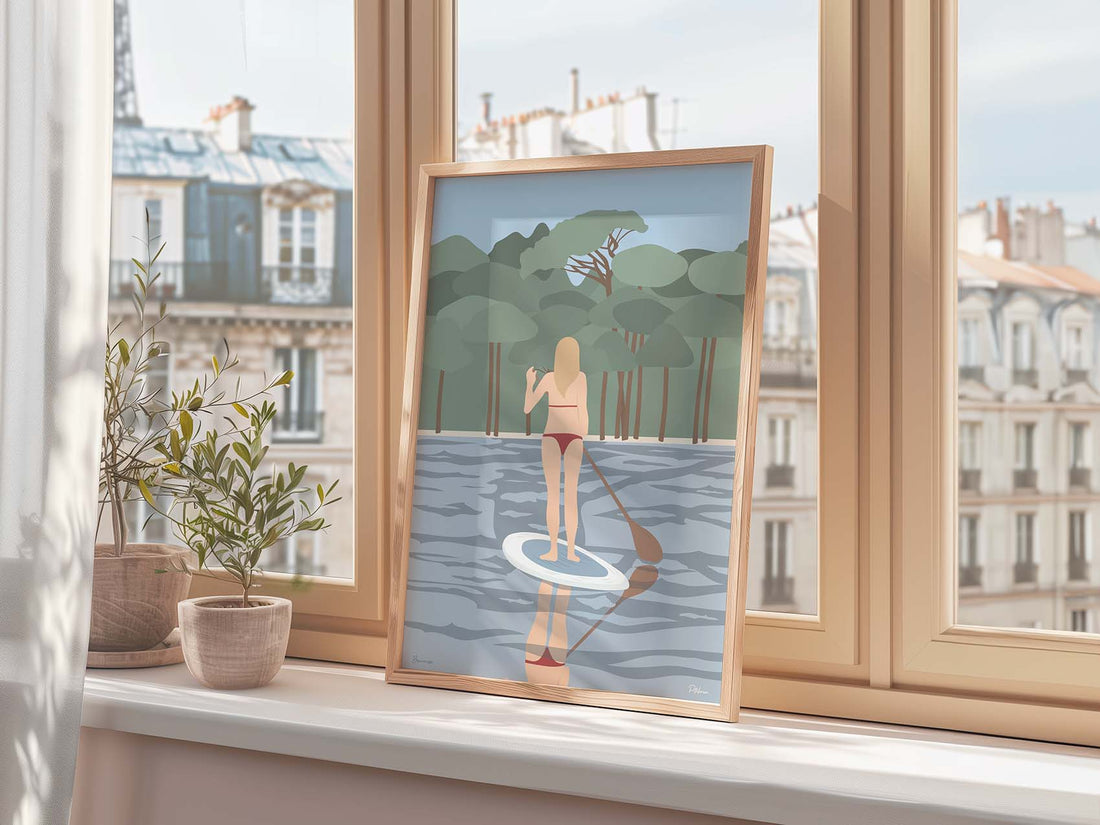 Affiche illustrée de Biscarrosse pour décoration murale landaise