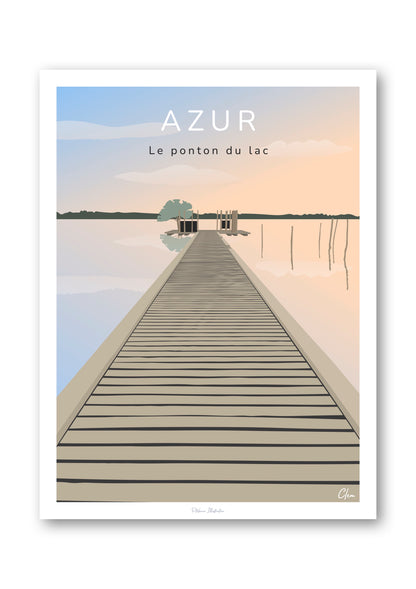 Affiche du ponton d'Azur dans les Landes - lac de Soustons