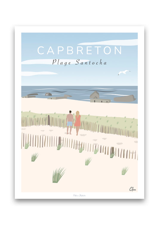 Affiche Capbreton - plage Santocha, Landes