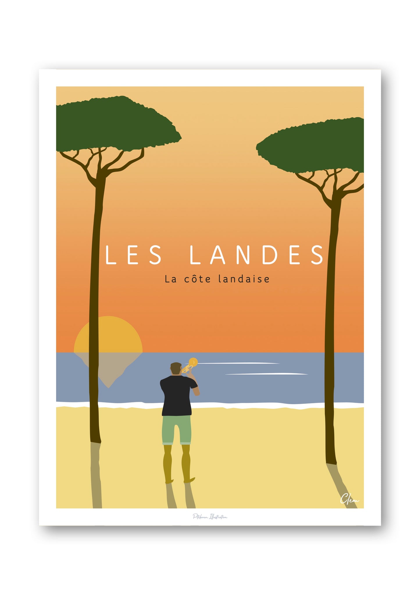 Affiche d'une plage de la côte landaise dans Les Landes