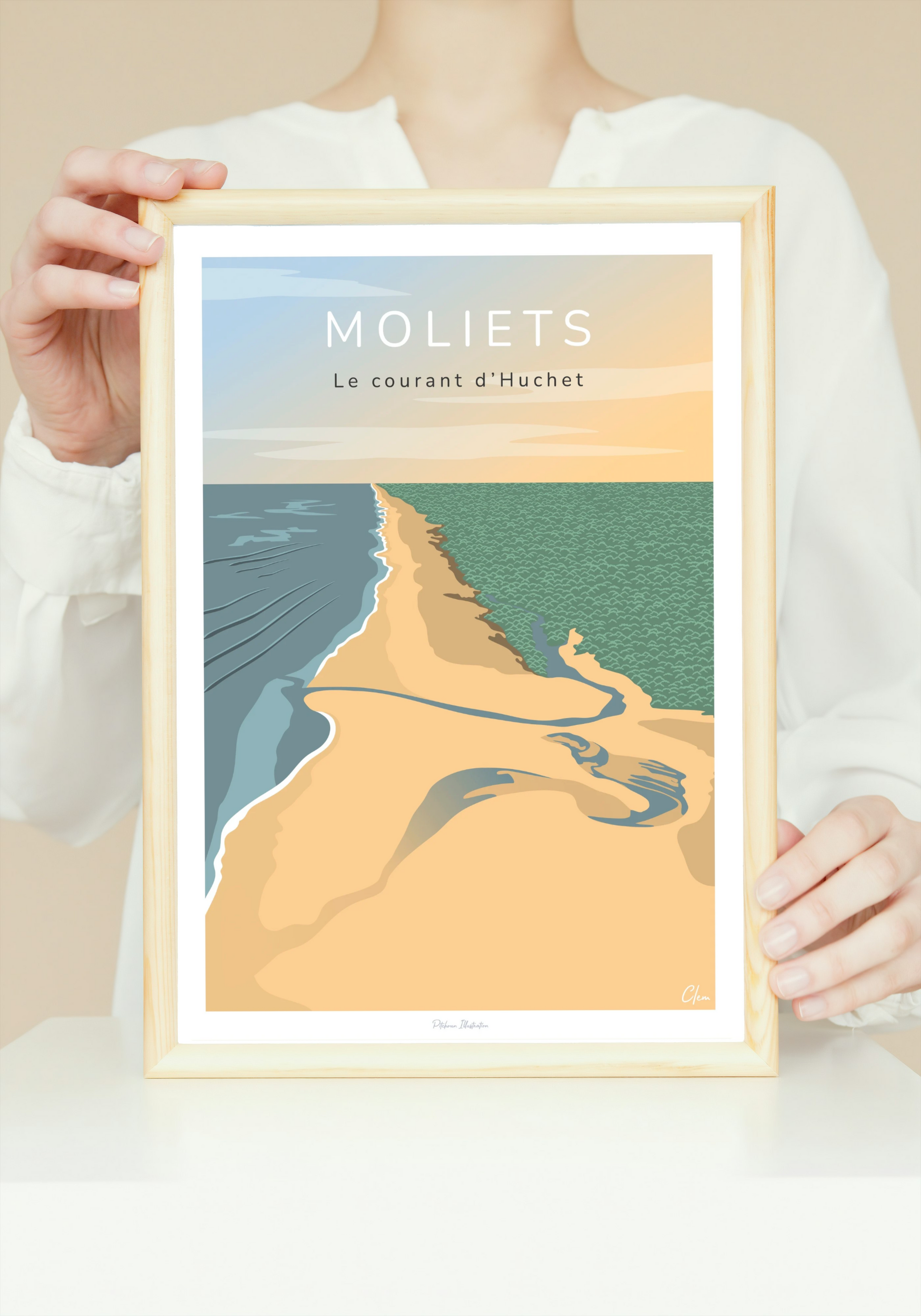 Affiche Moliets - Le courant d'Huchet - Landes