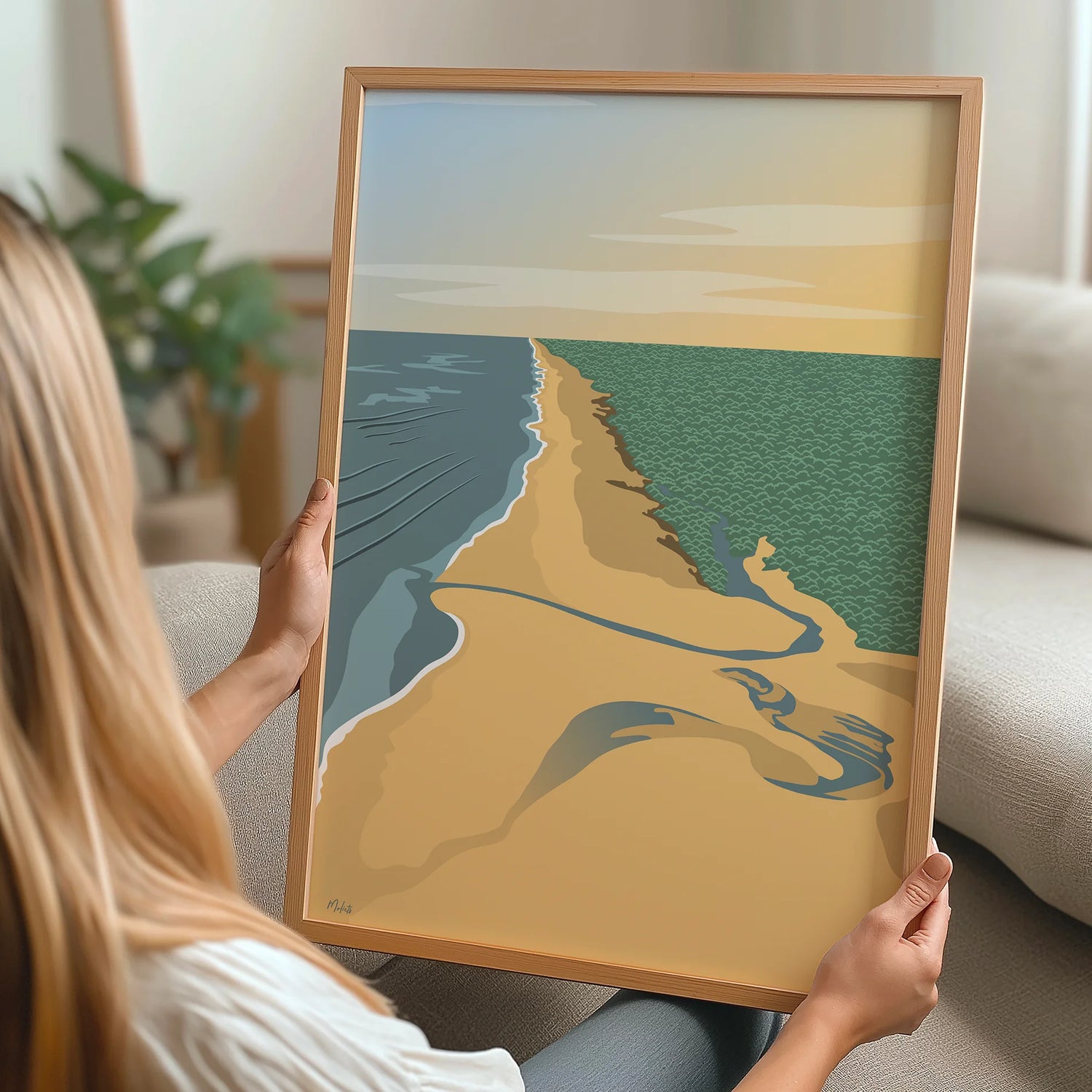 Poster Moliets encadré - illustration rétro des Landes