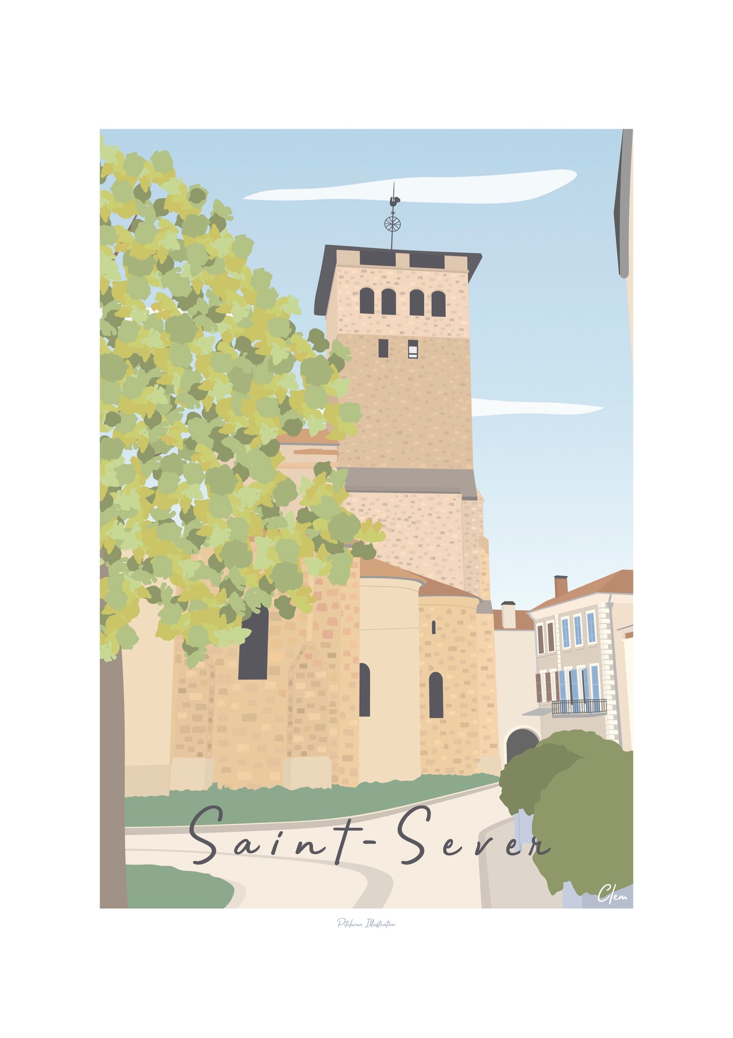 Affiche de l'abbatiale de Saint-Sever située en Chalosse dans Les Landes