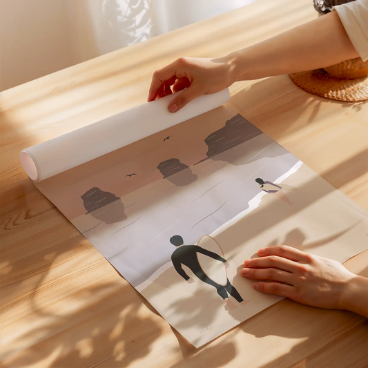 Affiche Hendaye déroulée - un poster Pays Basque à l'ambiance douce