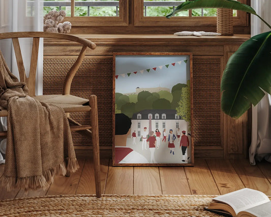 Affiche fêtes de Mauléon encadrée, tirée de ma série Affiches Pays-Basque