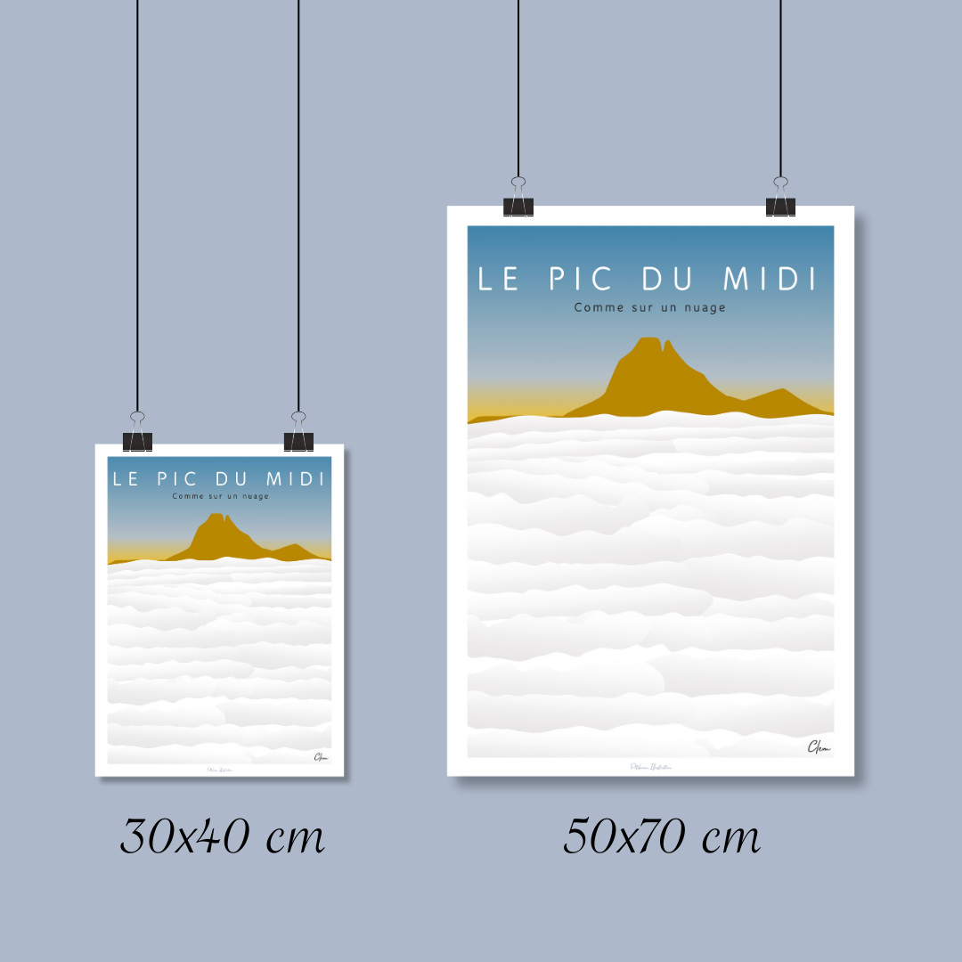 Affiche du Pic du Midi d'Ossau dans les Pyrénées-Atlantiques - Béarn