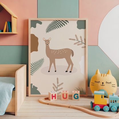 Affiche encadrée d'une biche pour chambre enfant