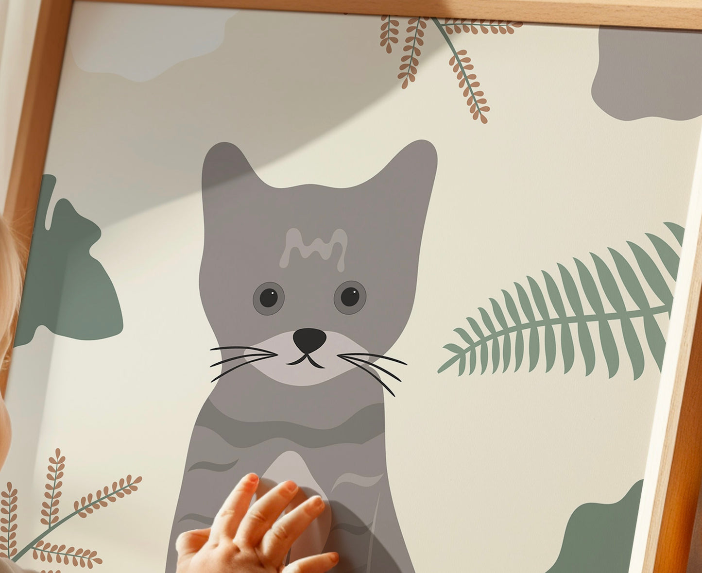 Affiche encadrée d'un chat pour chambre enfant