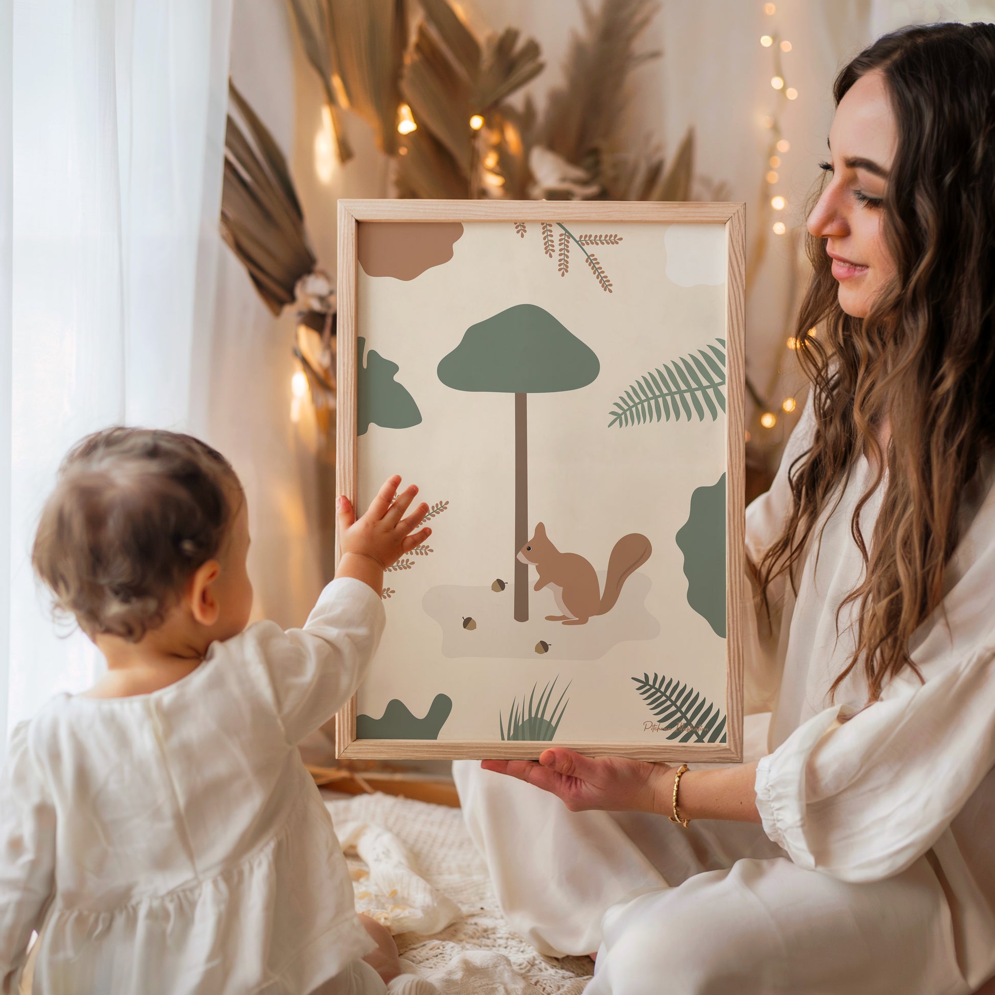 Affiche encadrée d'un écureuil pour chambre enfant