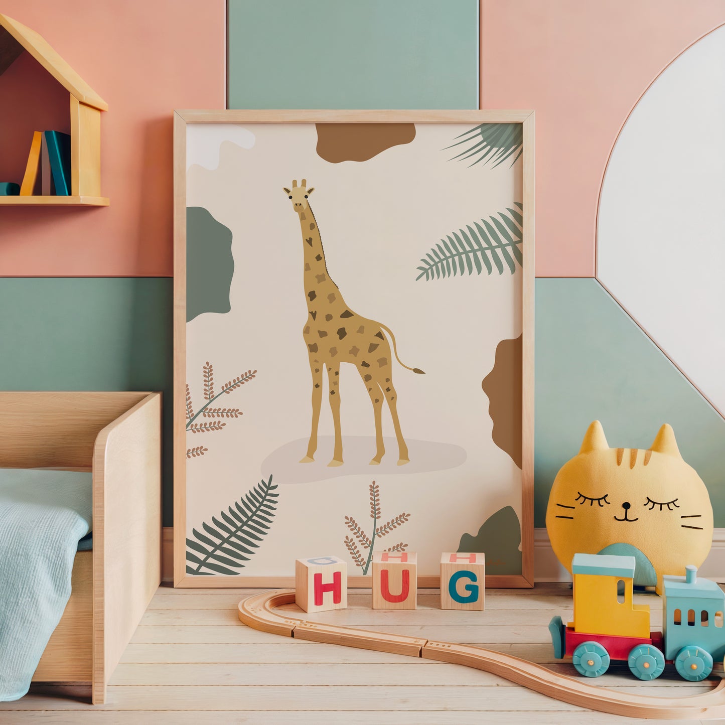 Affiche encadrée d'une jolie girafe pour chambre enfant