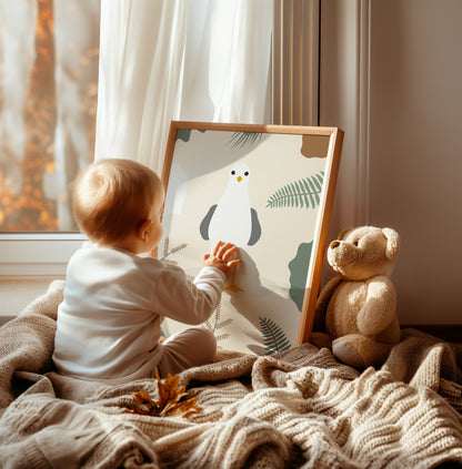 Affiche encadrée d'une mouette pour chambre bébé