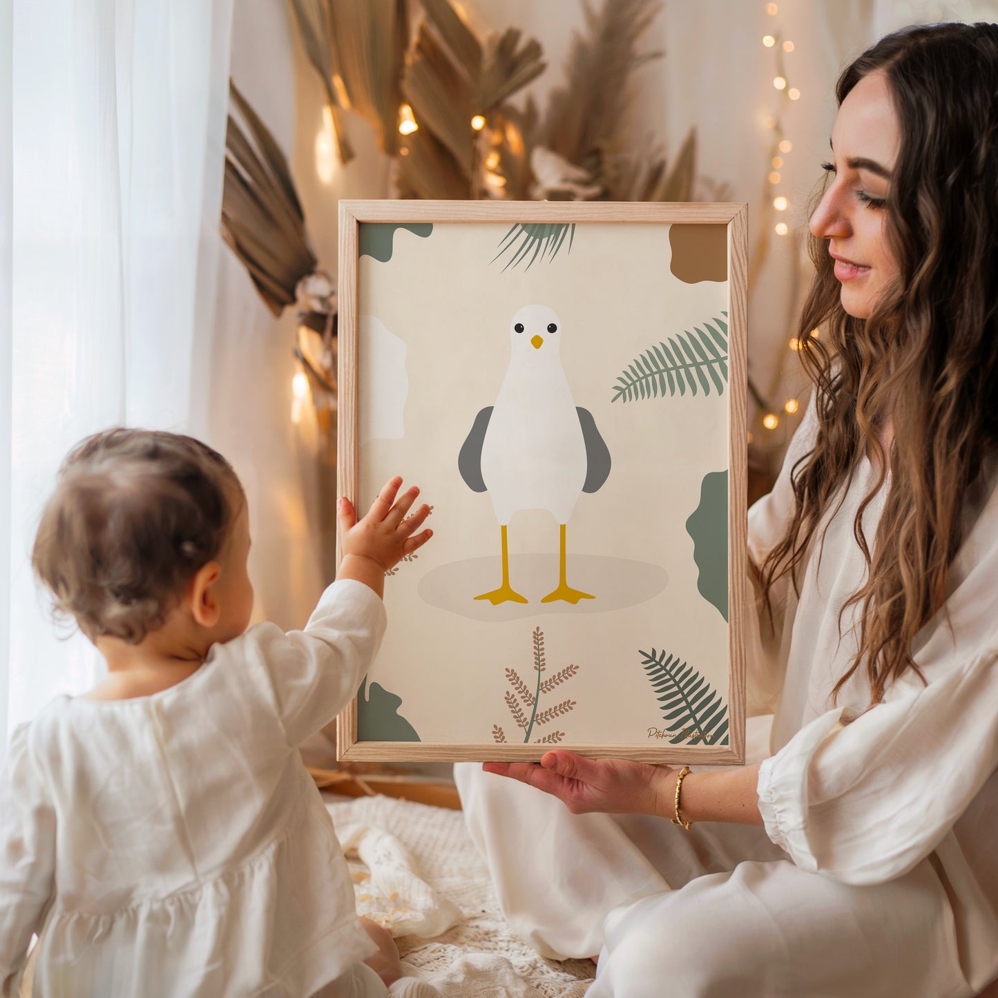 Affiche encadrée d'une mouette pour chambre enfant