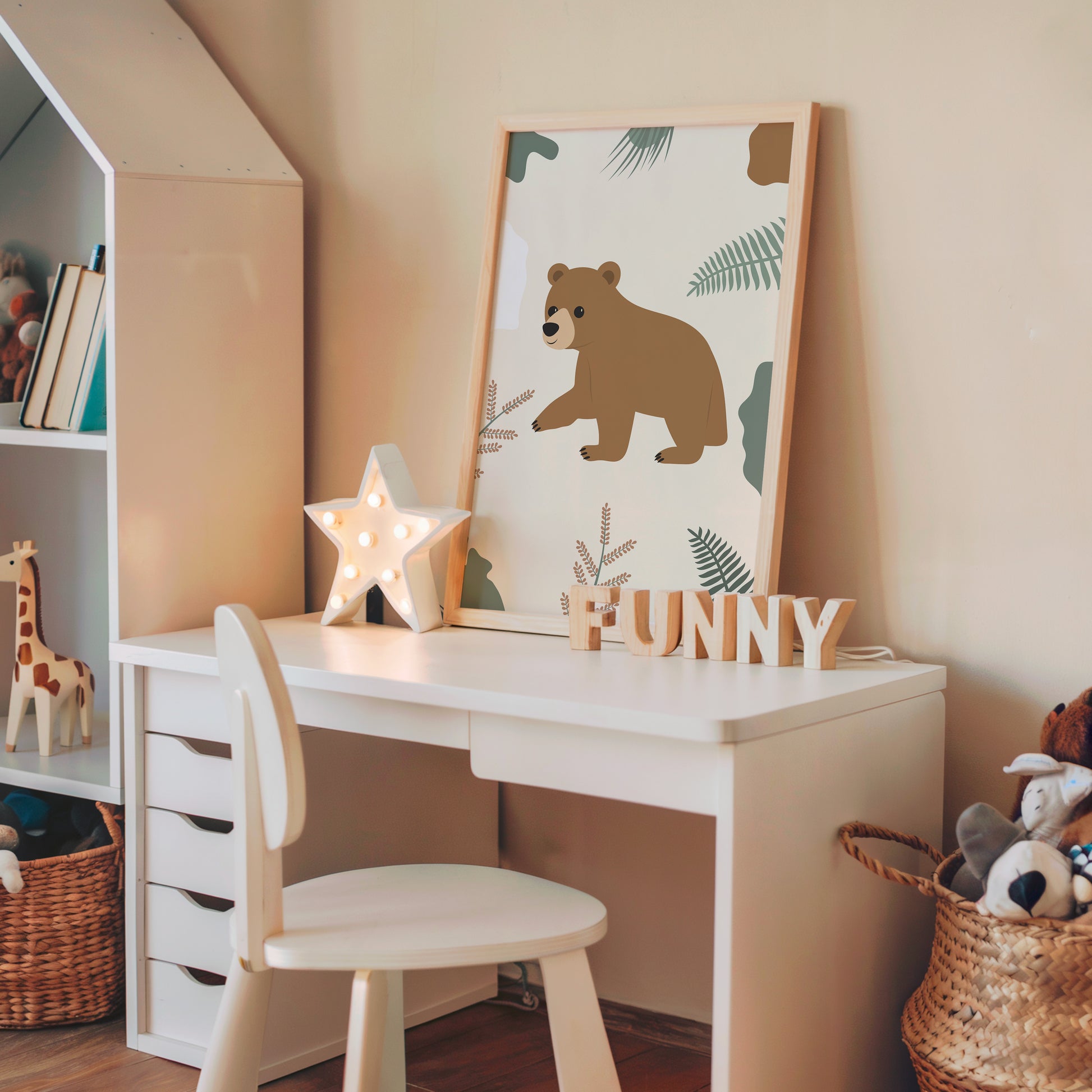 Affiche encadrée d'un ours pour chambre enfant