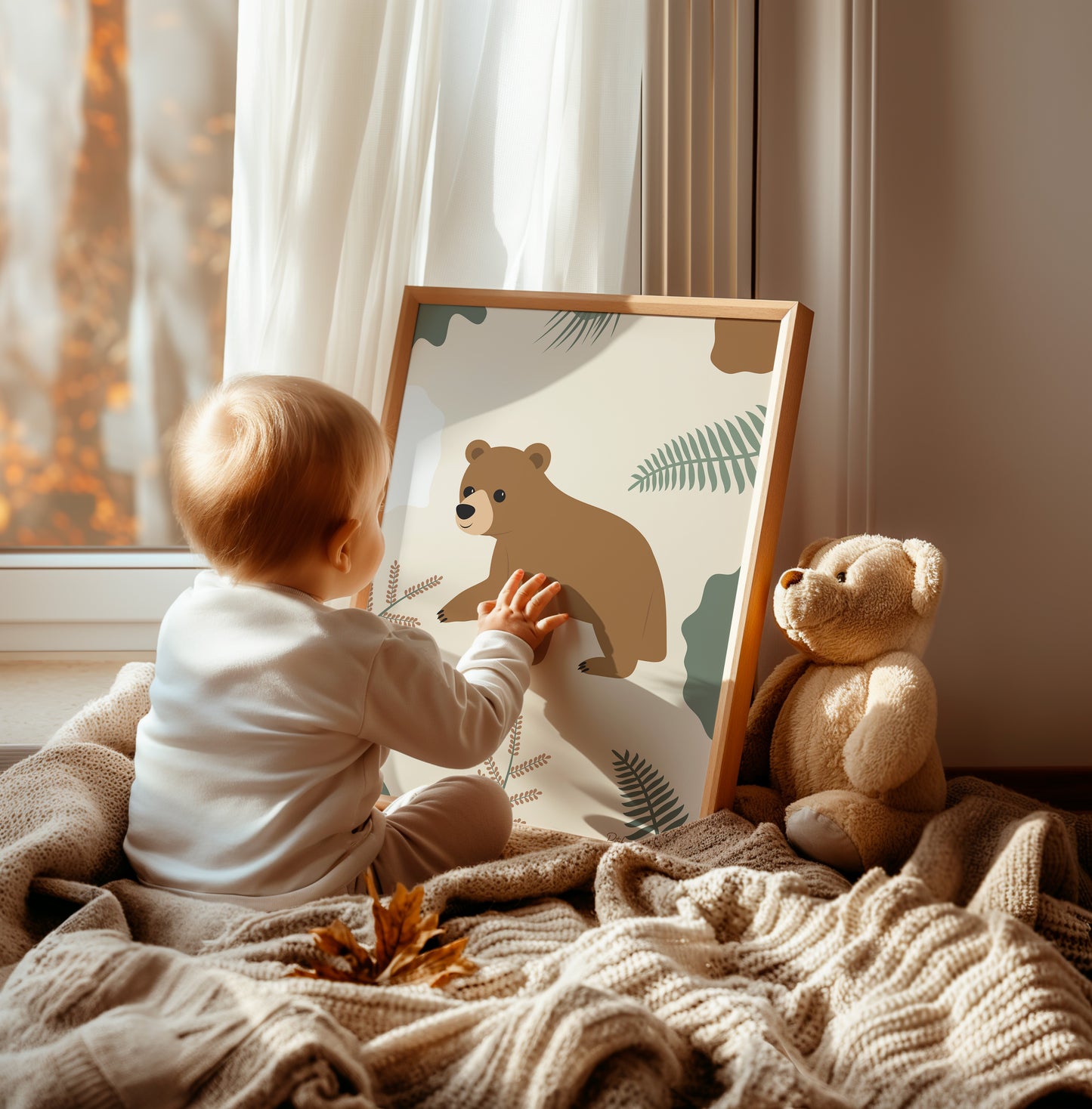 Affiche encadrée d'un ours pour chambre enfant