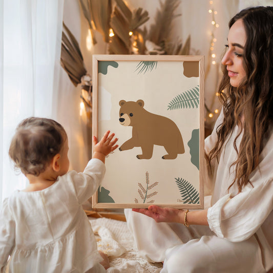 Affiche encadrée d'un ours pour chambre bébé