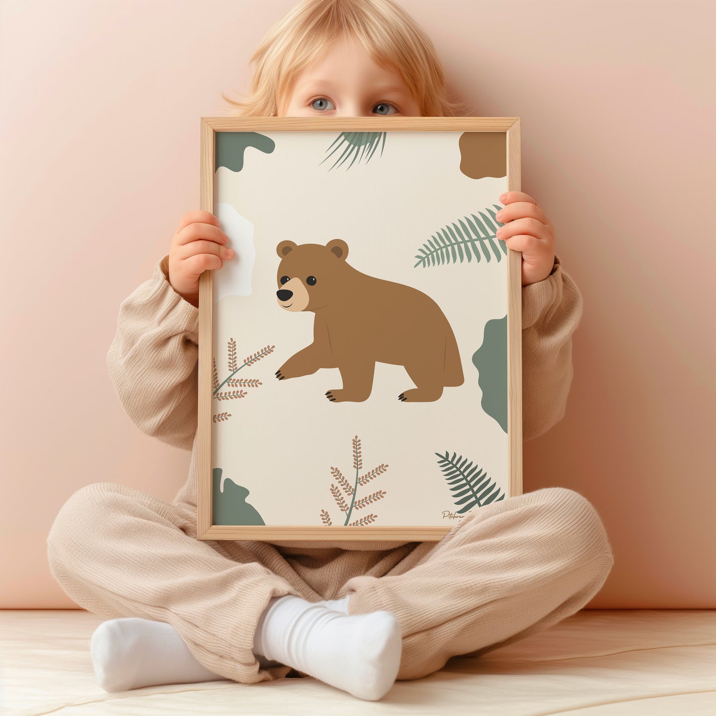 Affiche encadrée d'un ours pour chambre bébé