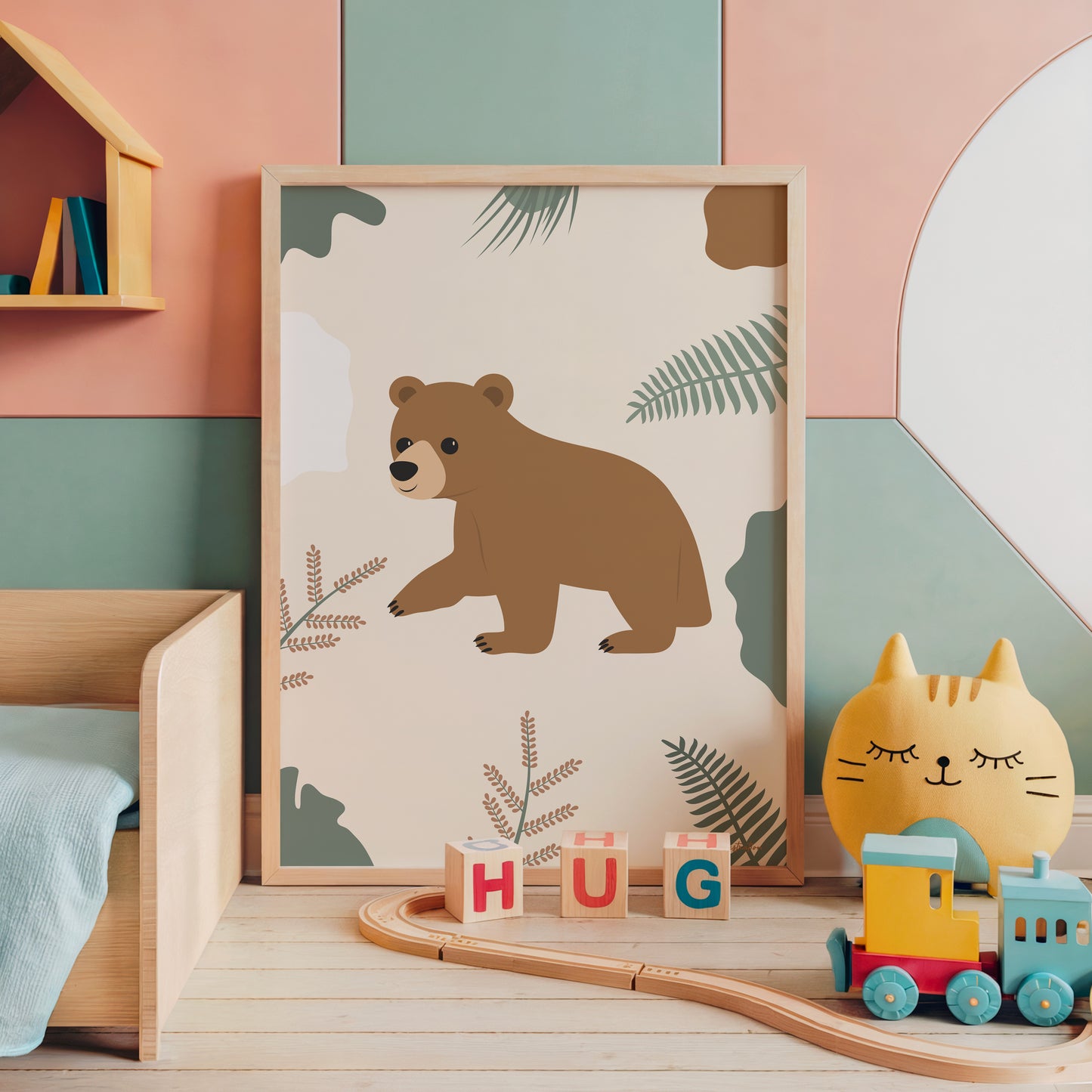 Affiche encadrée d'un ours pour chambre enfant