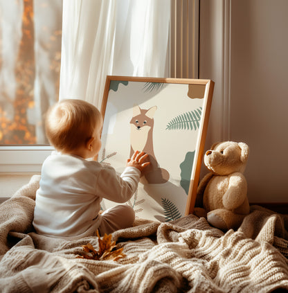 Affiche encadrée d'un renard pour chambre enfant