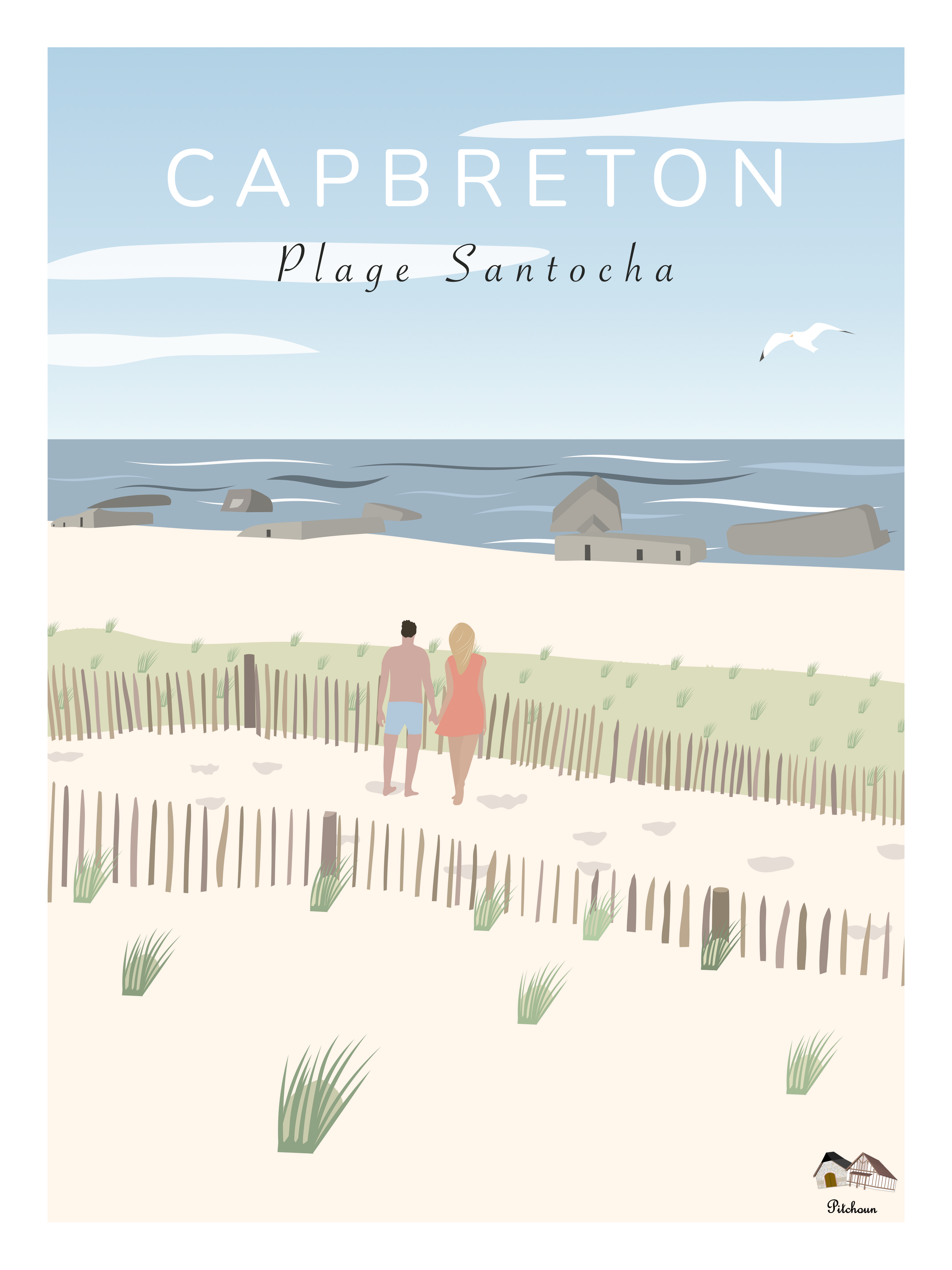 Affiche de la plage Santocha à Capbreton