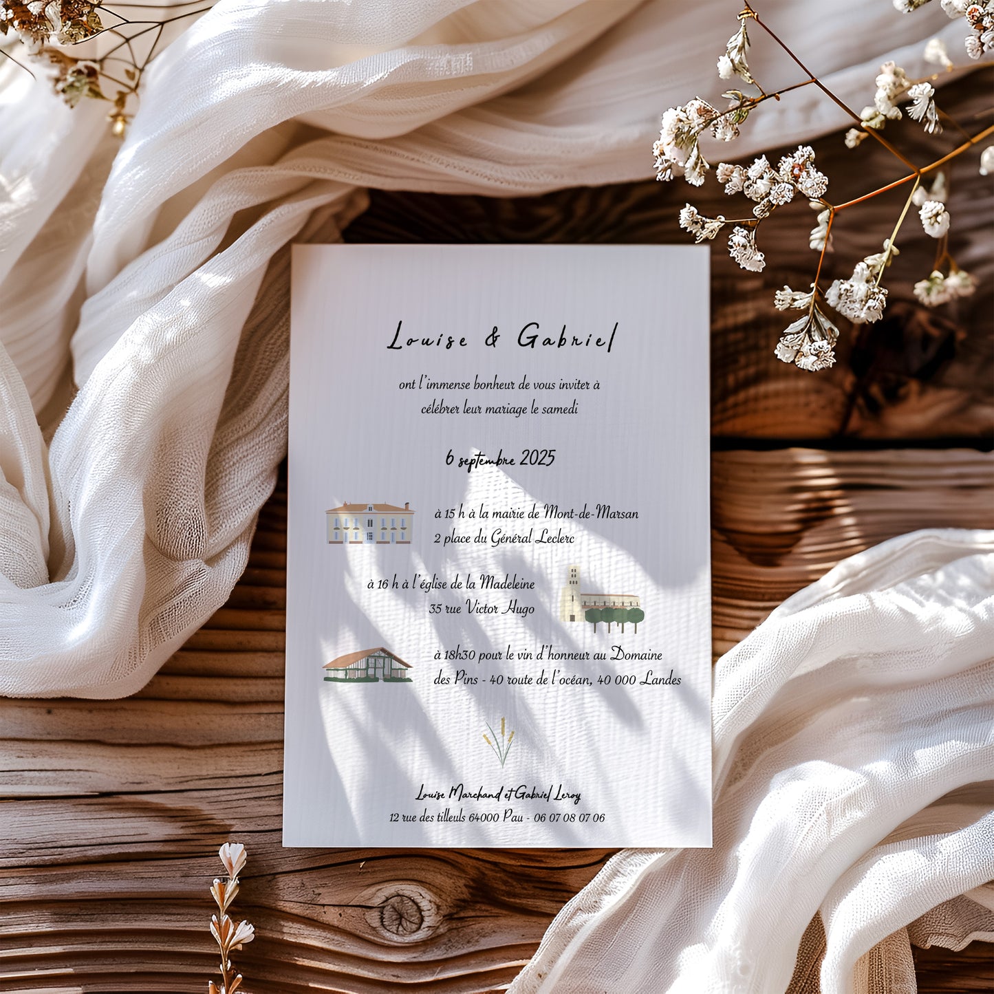 Invitación de boda de Luméa