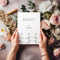 Menu de mariage portrait illustré avec des épis de maïs