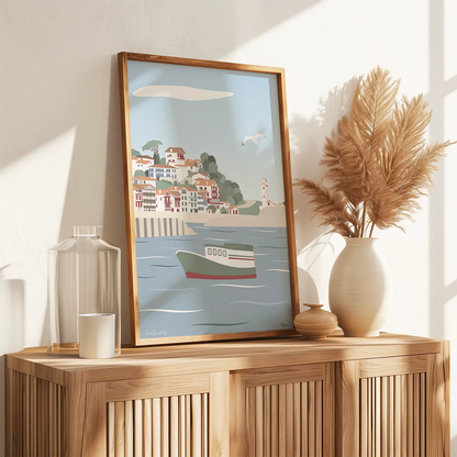 Affiche Saint Jean de Luz dans un cadre en bois