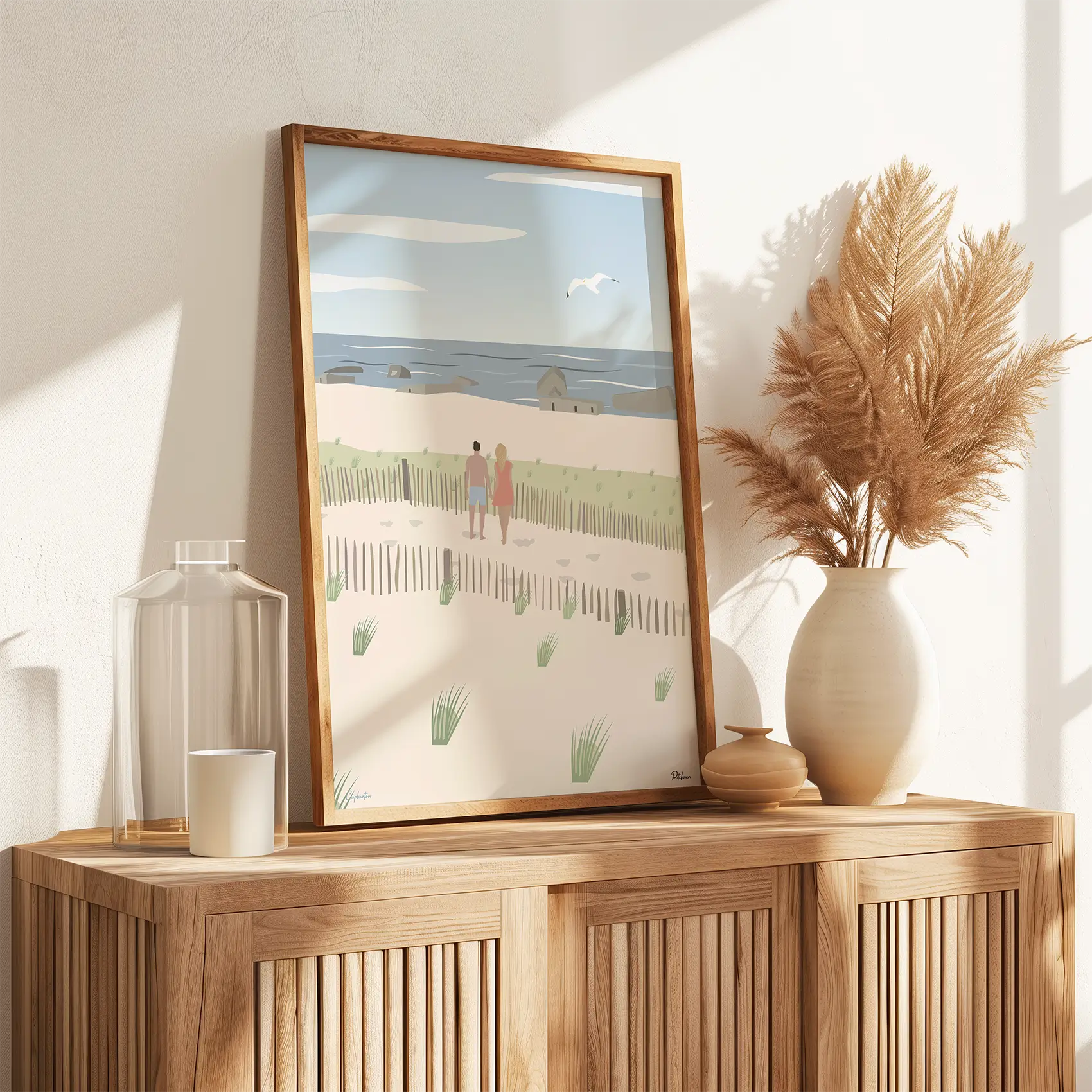 Visiter les Landes avec cette illustration d'une jolie rue de Capbreton